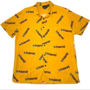 🟣Polaroid Film Graphic Yellow Button Down Shirt